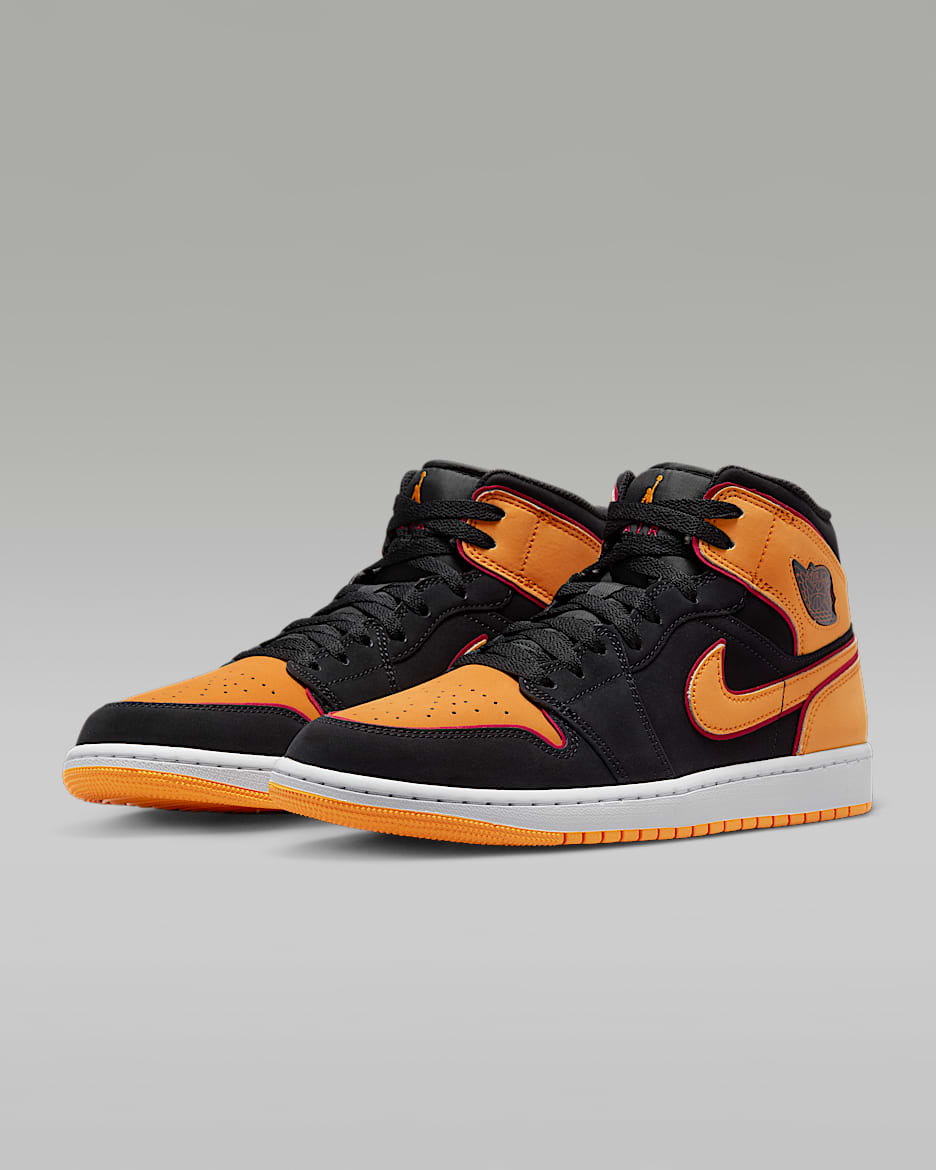 Nike air jordan 1 retro mid black orange discount
